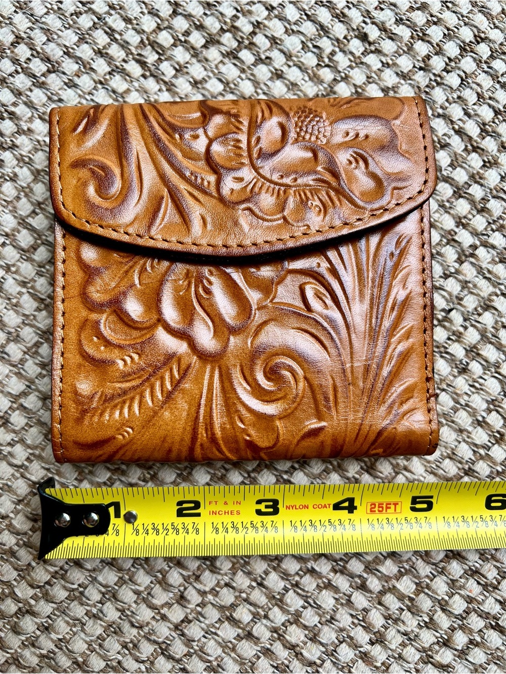 👛Patricia Nash Tooled Leather Kiss Lock Bifold Wallet Brown - Picture 6 of 7